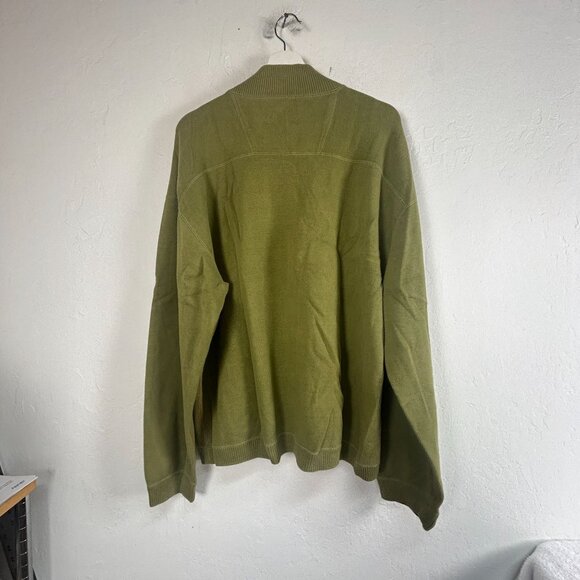 Tommy Bahama Men Reversible 1/4-Zip Mock Neck Pullover Sweater Green/Gray Casual - Picture 2 of 8